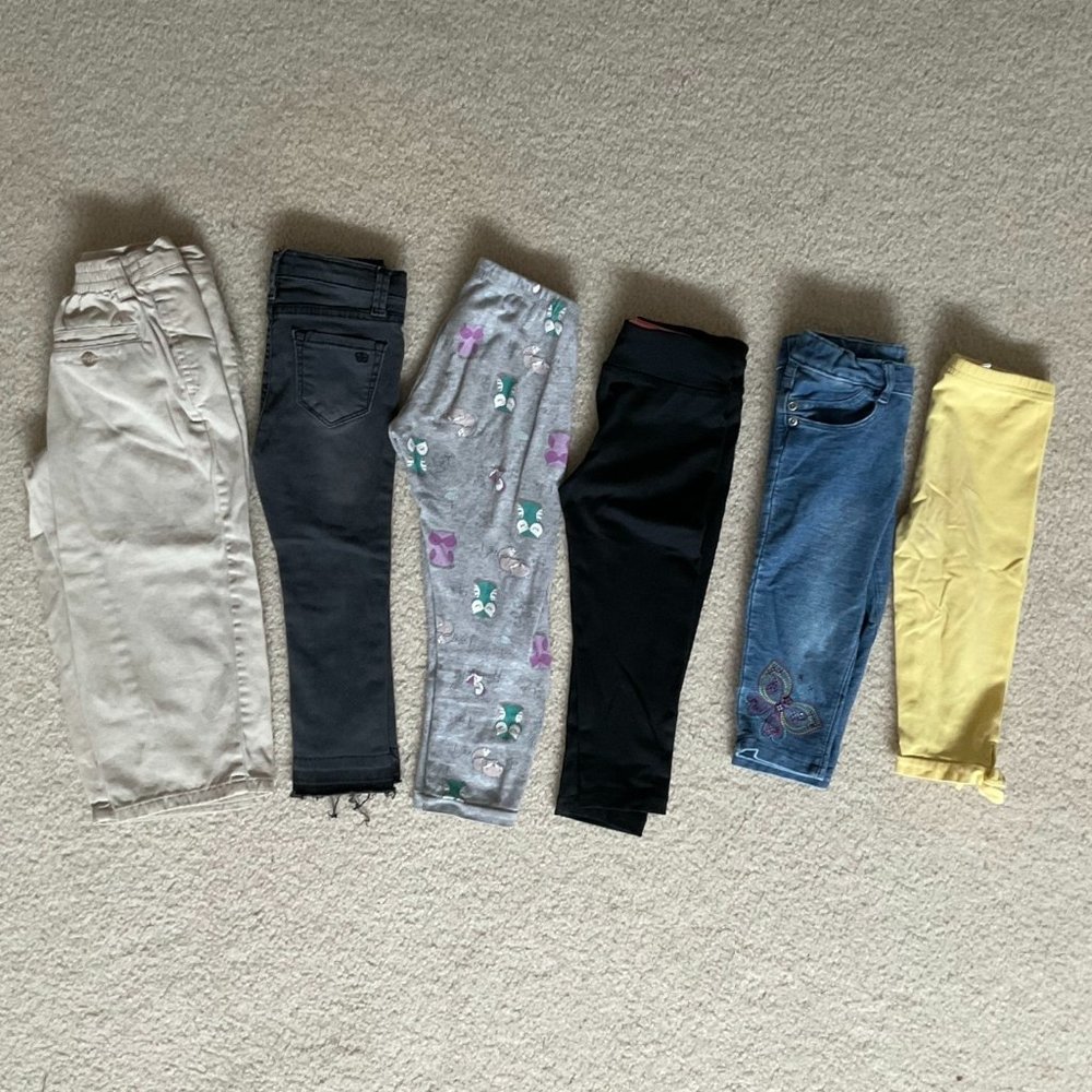 Lot of 4 Toddler Girls Pants + 2 Capri - Size 3T